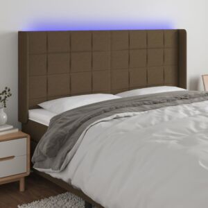 Pood24 LED-voodipeats, tumepruun, 183x16x118/128 cm, kangas
