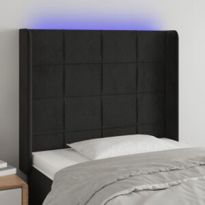 Pood24 LED-voodipeats, must, 93x16x118/128 cm, samet
