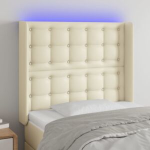 Pood24 LED-voodipeats, kreemjas, 83x16x118/128 cm, kunstnahk