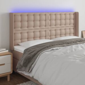Pood24 LED-voodipeats, Cappuccino, 147x16x118/128 cm, kunstnahk