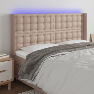 Pood24 LED-voodipeats, Cappuccino, 183x16x118/128 cm, kunstnahk
