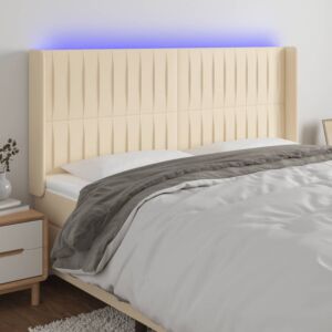 Pood24 LED-voodipeats, kreemjas, 163x16x118/128 cm, kangas