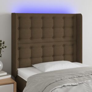 Pood24 LED-voodipeats, tumepruun, 103x16x118/128 cm, kangas