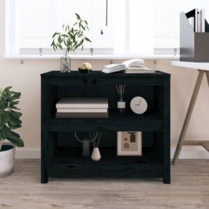 Книжный шкаф Pood24, черный, 80 x 35 x 68 см, сосна