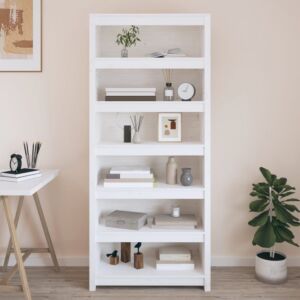 Стеллаж Pood24, белый, 80x35x183 см, дерево сосна