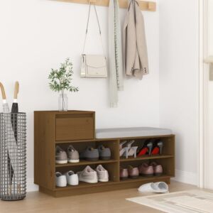 Pood24 скамья для обуви, медово-коричневый, 110 x 34 x 61 см, дерево сосна