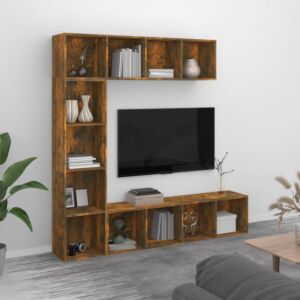 Pood24 Тумба для книг/ТВ из 3-х частей, копченый дуб 180x30x180 см