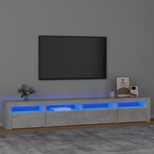 Pood24 Тумба под ТВ со светодиодной подсветкой, бетонно-серый, 240x35x40 см