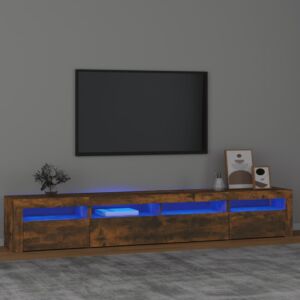 Pood24 Тумба под ТВ со светодиодной подсветкой, копченый дуб, 240x35x40 см
