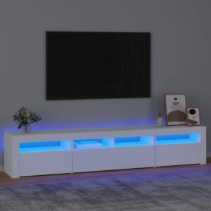 Подставка под ТВ Pood24 со светодиодной подсветкой, белая, 210x35x40 см