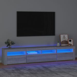 Pood24 Тумба под ТВ со светодиодной подсветкой, дуб Сонома серый, 210x35x40 см