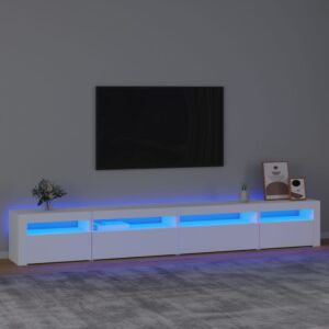 Подставка под ТВ Pood24 со светодиодной подсветкой, белая, 270x35x40 см