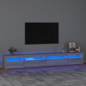 Pood24 Тумба под ТВ со светодиодной подсветкой, дуб Сонома серый, 270x35x40 см