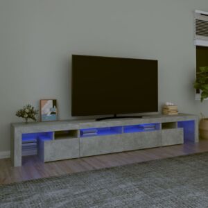 Pood24 Тумба под ТВ со светодиодной подсветкой, серый бетон, 260x36,5x40 см