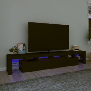 Подставка под ТВ Pood24 со светодиодной подсветкой, черная, 230x36,5x40 см
