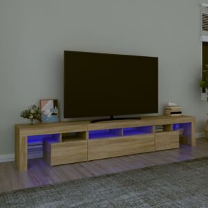 Pood24 Тумба под ТВ со светодиодной подсветкой, дуб сонома, 230x36,5x40 см