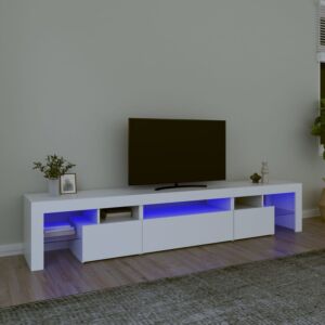 Подставка под ТВ Pood24 со светодиодной подсветкой, белая, 215x36,5x40 см