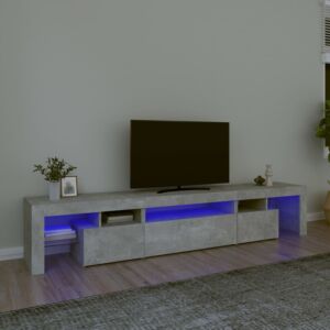 Pood24 Тумба под ТВ со светодиодной подсветкой, серый бетон, 215x36,5x40 см
