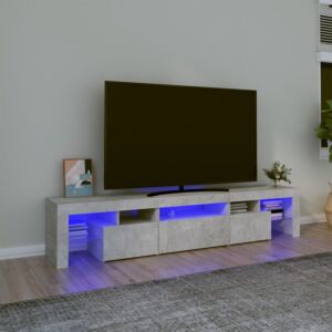 Pood24 Тумба под ТВ со светодиодной подсветкой, серый бетон, 200x36,5x40 см