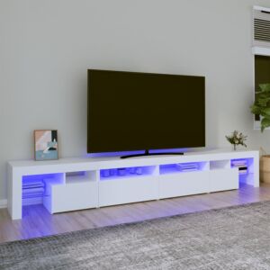 Подставка под ТВ Pood24 со светодиодной подсветкой, белая, 280x36,5x40 см