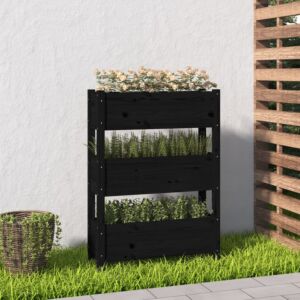 Pood24 taimekast, must, 77 x 25 x 104,5 cm, männipuit
