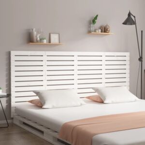 Pood24 seinale kinnitatav voodipeats, valge, 166x3x91,5 cm, männipuit