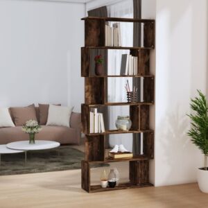 Книжная полка/разделитель комнаты Pood24, копченый дуб, 80x24x192 см, искусственное дерево