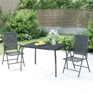 Pood24 3-osaline aia söögimööbli komplekt, antratsiithall, teras