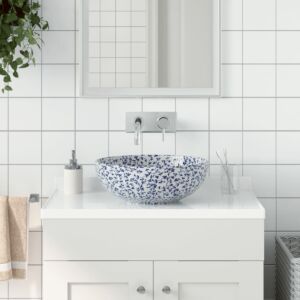 Pood24 valamu tööpinnale, valge ja sinine, ümar, Φ41x14, keraamiline