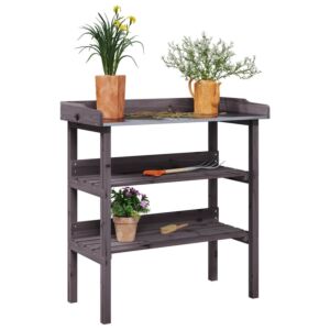 Pood24 riiulitega taimelaud, hall, 78 x 38 x 82,5 cm, nulupuit
