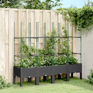 Pood24 võrega taimekast, must, 160 x 40 x 142,5 cm, PP