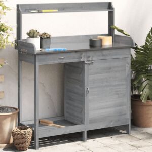Pood24 kapiga istutuslaud, hall, 110,5 x 45 x 124,5 cm, nulupuit