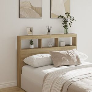 Pood24 voodipeatsi kapp LED-tuledega, Sonoma tamm, 140 x 17 x 102 cm