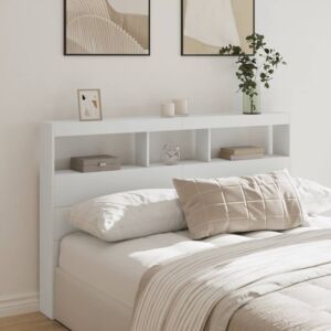Pood24 voodipeatsi kapp LED-tuledega, valge, 160 x 17 x 102 cm