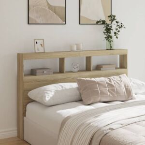 Pood24 voodipeatsi kapp LED-tuledega, Sonoma tamm, 160 x 17 x 102 cm