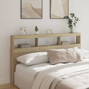 Pood24 voodipeatsi kapp LED-tuledega, Sonoma tamm, 180 x 17 x 102 cm
