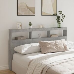 Pood24 voodipeatsi kapp LED-tuledega, betoonhall, 180x17x102 cm