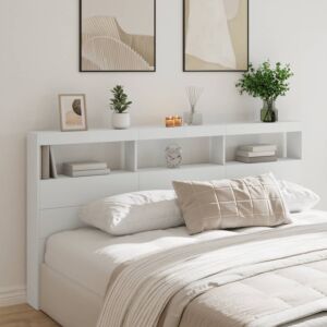 Pood24 voodipeatsi kapp LED-tuledega, valge, 200x17x102 cm