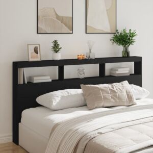 Pood24 voodipeatsi kapp LED-tuledega, must, 200x17x102 cm