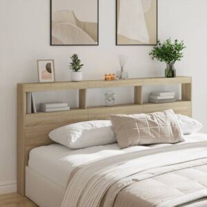 Pood24 voodipeatsi kapp LED-tuledega, Sonoma tamm, 200x17x102 cm