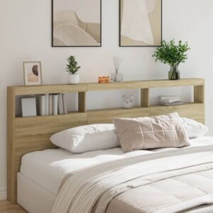 Pood24 voodipeatsi kapp LED-tuledega, Sonoma tamm, 220 x 17 x 102 cm