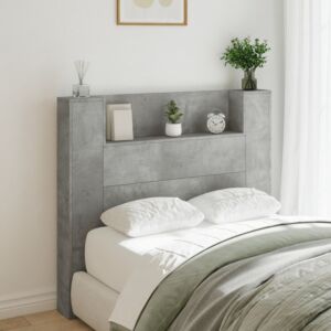Pood24 voodipeatsi kapp LED-tuledega, betoonhall, 120x16,5x103,5 cm