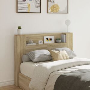 Pood24 voodipeatsi kapp LED-tuledega, Sonoma tamm, 140x16,5x103,5 cm