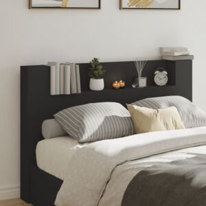 Pood24 voodipeatsi kapp LED-tuledega, must, 160x16,5x103,5 cm
