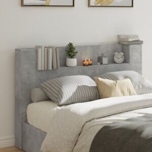 Pood24 voodipeatsi kapp LED-tuledega, betoonhall, 160x16,5x103,5 cm