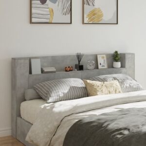 Pood24 voodipeatsi kapp LED-tuledega, betoonhall, 200x16,5x103,5 cm