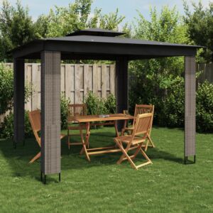 Pood24 kahekordse katusega paviljon, antratsiit, 2,94x2,94 m, teras