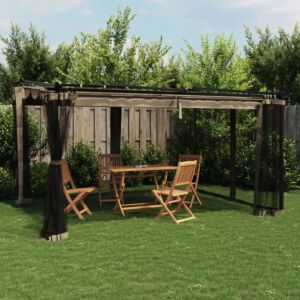 Pood24 võrkseintega paviljon, pruunikashall, 4x3 m, teras