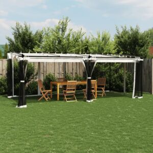 Pood24 võrkseintega paviljon, kreemjas, 6x3 m, teras