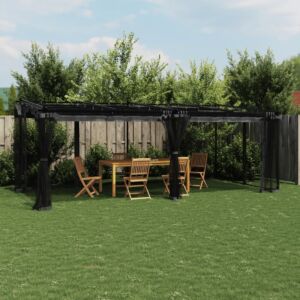 Pood24 võrkseintega paviljon, antratsiithall, 6x3 m, teras